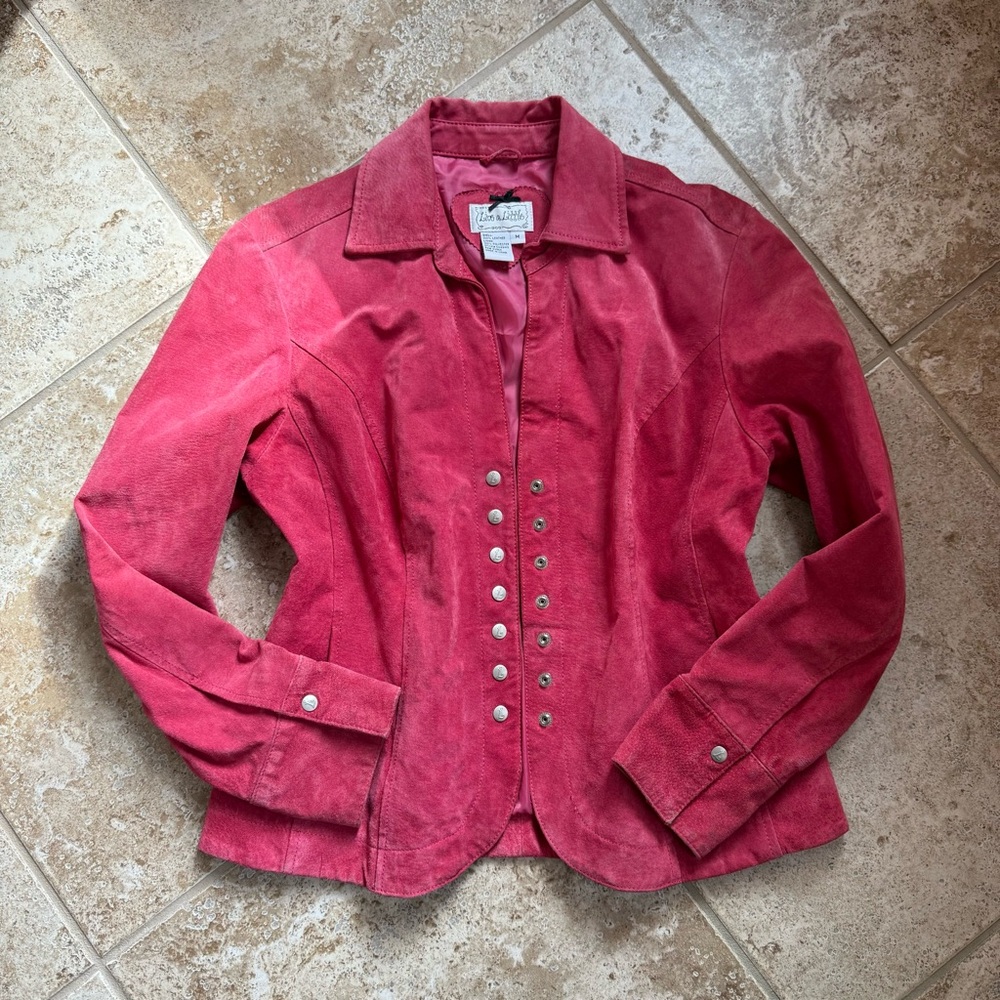Pink Leather Blazer Jacket